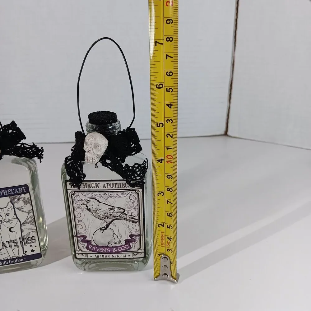 Ashland Magic Apothecary Halloween Decoration Glass Bottle Black Cat Raven Goth
